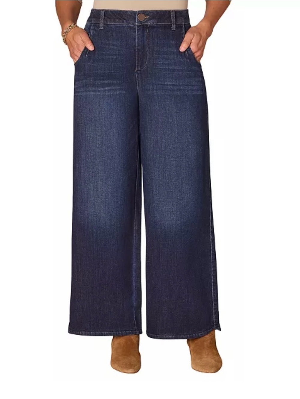 Democracy Wide-Leg Jeans in Dark Blue Denim “Ab” Solution